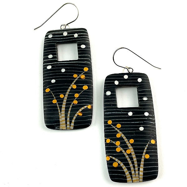 Rectangle Window Earrings by Bonnie Bishoff and J.M. Syron (Polymer