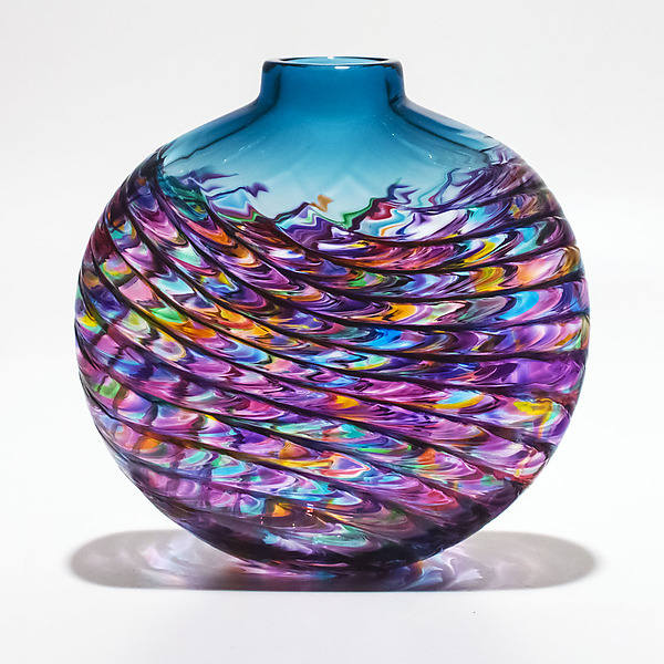 工芸品 Pampula vase 90mm Optic Rib Flat Vase by Michael Trimpol