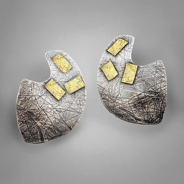 Wedge Earrings II by Patricia McCleery (Gold & Silver Earrings) | Artful Home