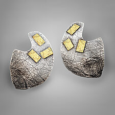 Wedge Earrings II by Patricia McCleery (Gold & Silver Earrings)