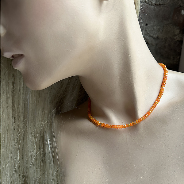 Orange Opal Gold Choker Necklace by Lori Kaplan (Gold & Stone Necklace) | Artful Home