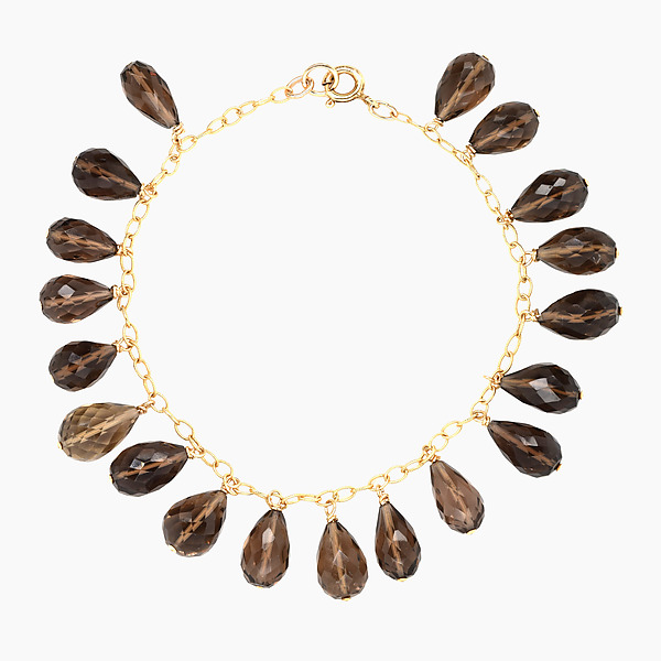 Smokey Topaz Dangle Bracelet by Lori Kaplan (Gold & Stone Bracelet) | Artful Home