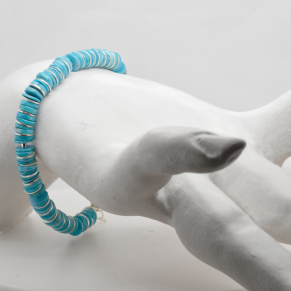 Sleeping Beauty Turquoise Slivers Bracelet by Lori Kaplan (Silver & Stone Bracelet) | Artful Home