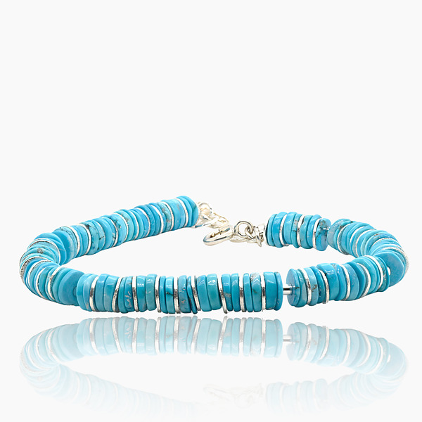 Sleeping Beauty Turquoise Slivers Bracelet by Lori Kaplan (Silver & Stone Bracelet) | Artful Home