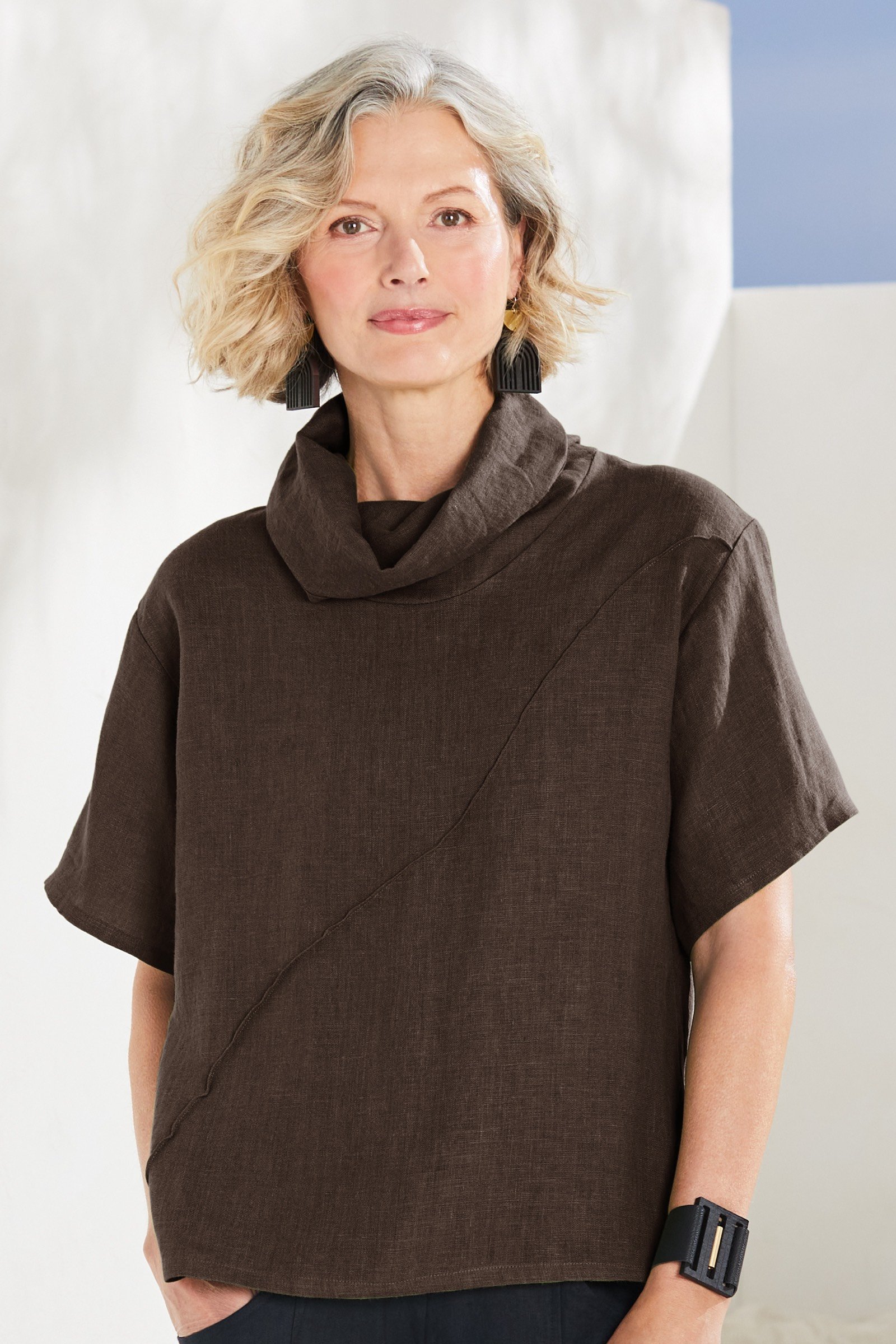 Linen Current Cowl Shirt by LeMair Handcrafts (Woven Top