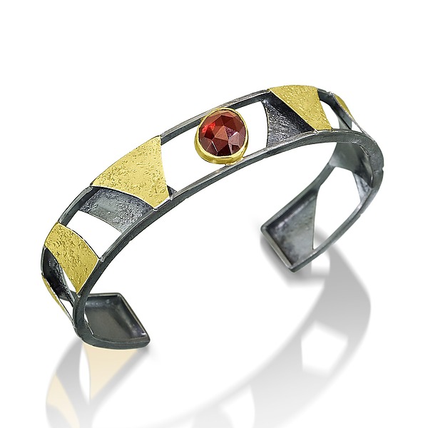 Rose-Cut Garnet Cuff by Tammy B (Gold, Silver & Stone Bracelet) | Artful Home