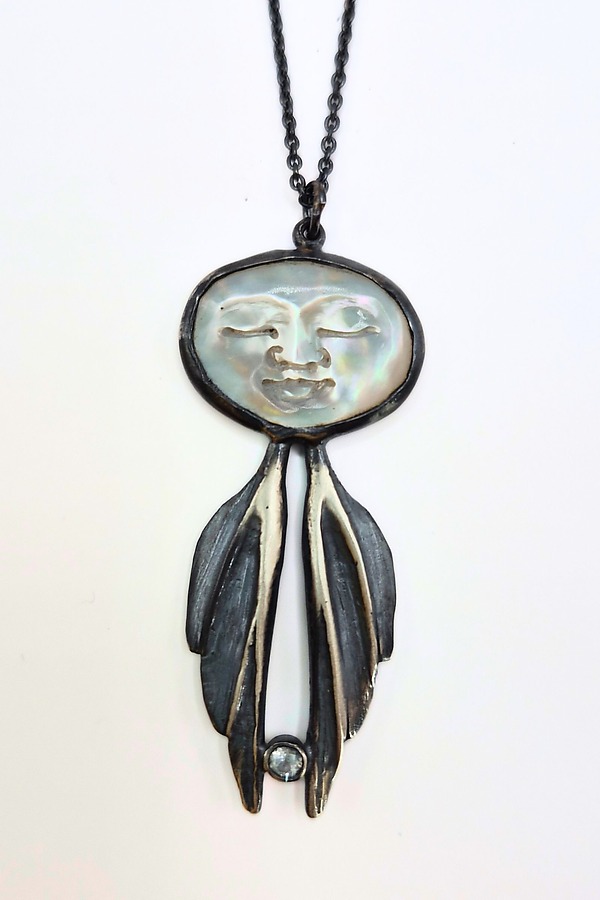 Peaceful Wing Necklace by Alice Scott (Silver & Mother-of-Pearl Necklace) | Artful Home