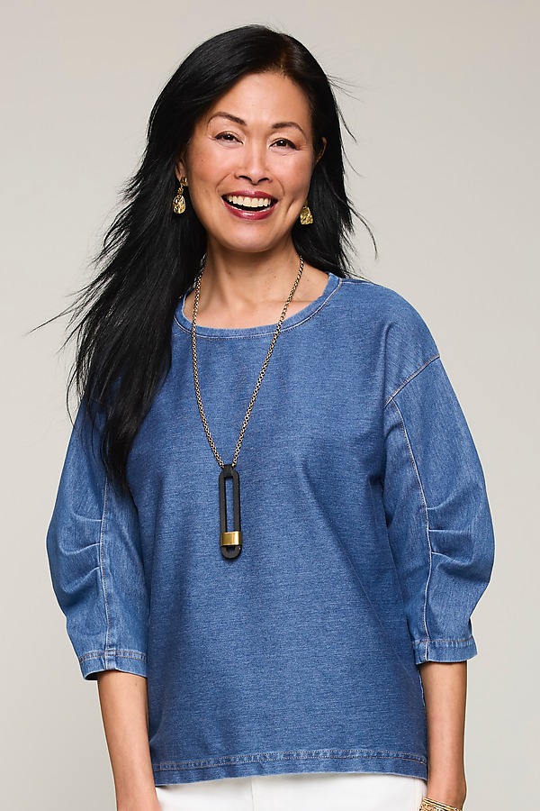 Dream Knit Denim Pullover by Lisa Bayne (Knit Denim Top) | Artful Home