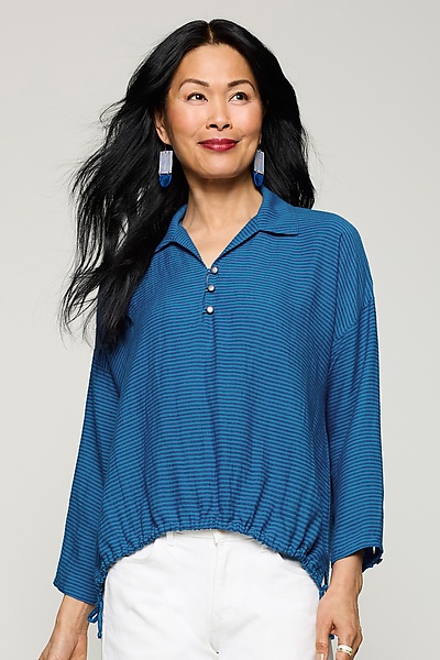 Drape Neck Tee by Planet (Woven Top) | Artful Home