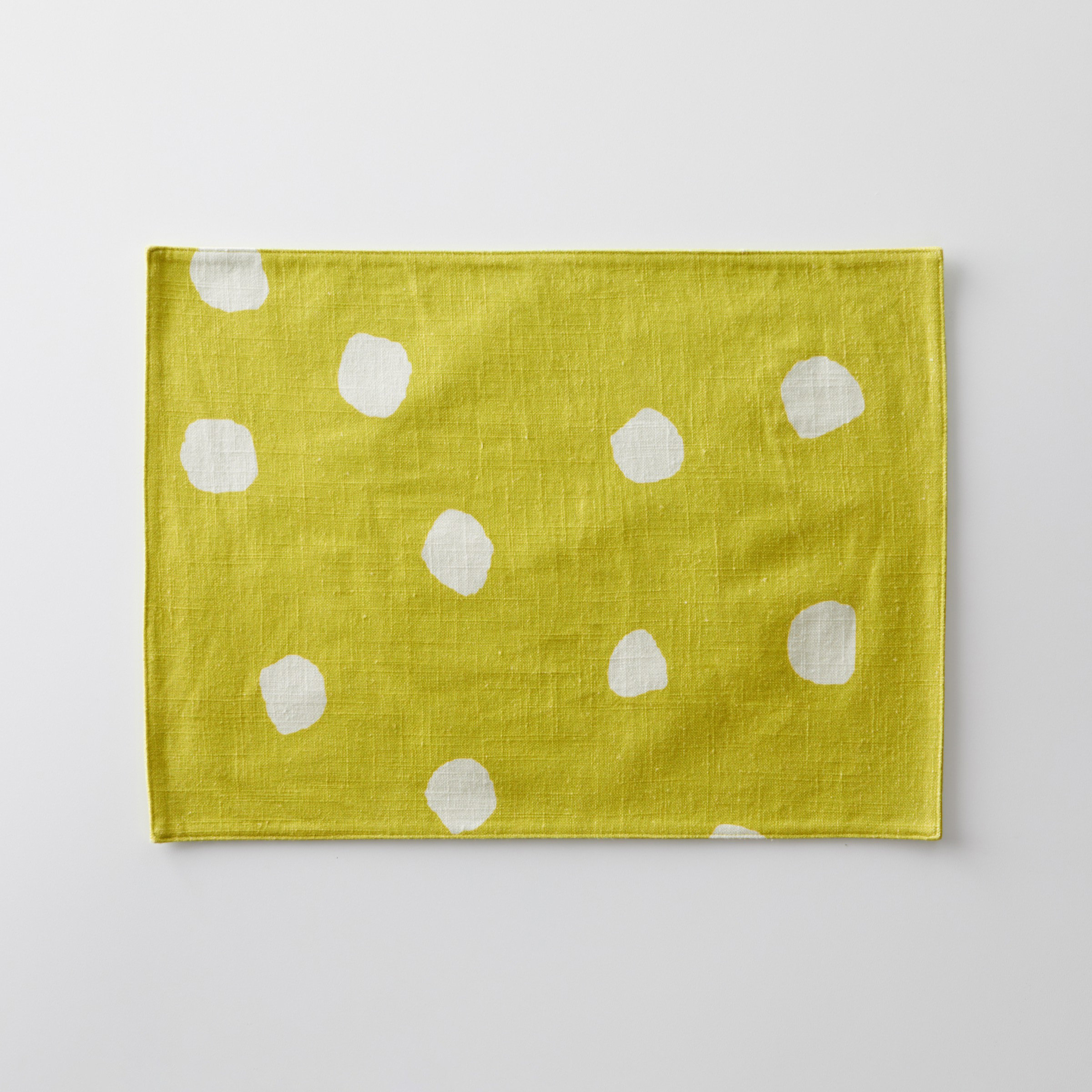 Agave and Ivory Dot Printed Placemat by Lisa Bayne (Linen and Rayon Agave and Ivory Dot Printed Placemat by Lisa Bayne (Linen and Rayon