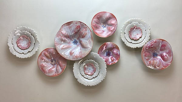 Coral and Ivory Wall Installation, Set 2 by Debra Steidel (Ceramic Wall Sculpture) | Artful Home