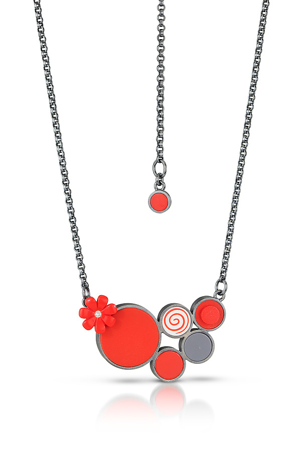Peppermint Swirl Pendant Necklace by JacQueline Sanchez (Silver & Stone Necklace) | Artful Home