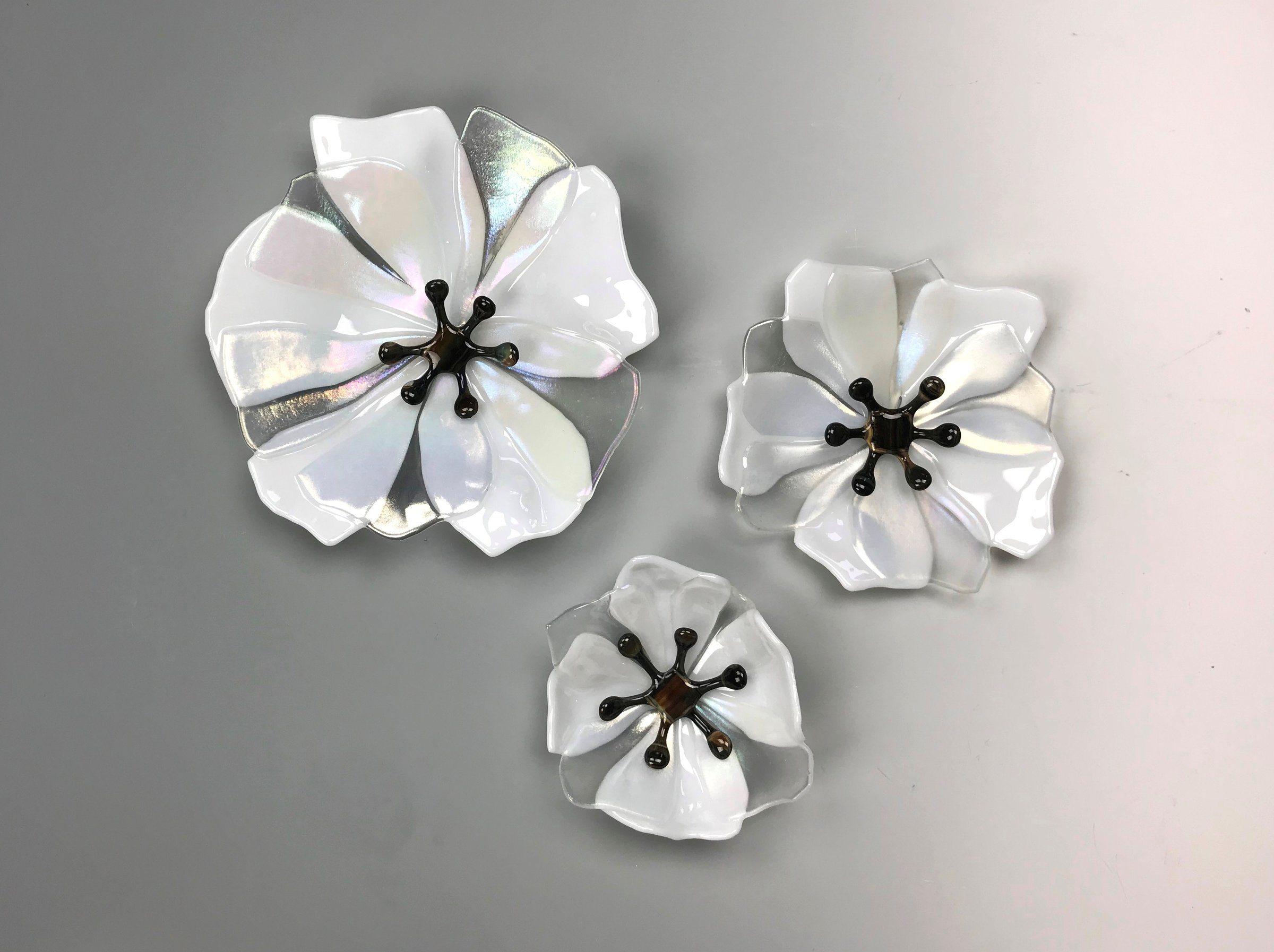 White Wallflowers by Lisa Becker (Art Glass Wall Sculpture) Artful Home