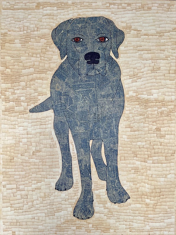Brown-eyed Big Blue Dog by Tiffany Ownbey (Mixed-Media Painting) | Artful Home
