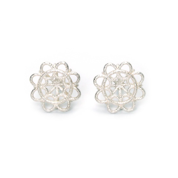 Small Doily Stud Earrings by Jill Baker Gower (Silver Earrings) | Artful Home