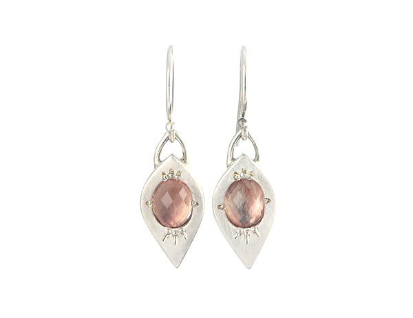 Tapered Marquise Earrings with Oregon Sunstone by Jill Baker Gower (Silver & Stone Earrings) | Artful Home