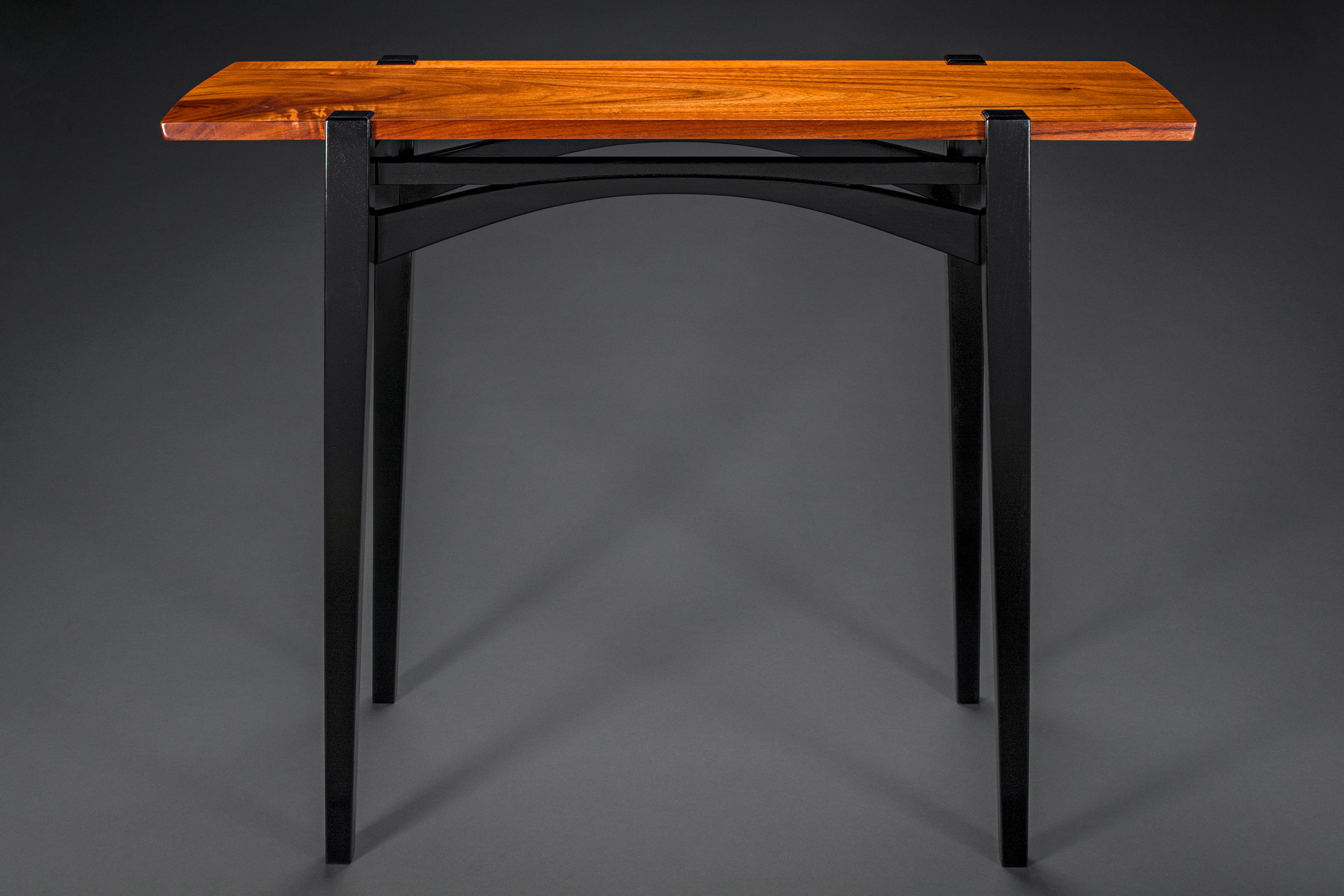 Hawaiian Koa Bridge Console Table with Black Legs by Tony Casper (Wood ...