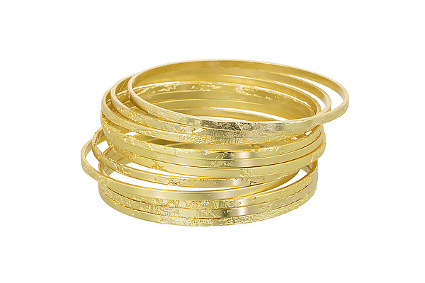 Alice Thin Hand Etched Bangle by Alicia Goodwin (Gold Bracelet) | Artful Home