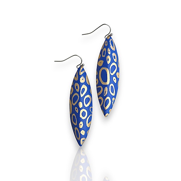 Blue Crop Circle Earrings by Dawn Lombard (Metal Earrings) | Artful Home