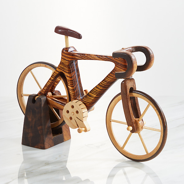 Zebrawood Road Bicycle by Baldwin Toy Co. (Wood Sculpture) | Artful Home