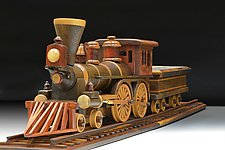 Steam Locomotive and Coal Car by Baldwin Toy Co. (Wood Sculpture)