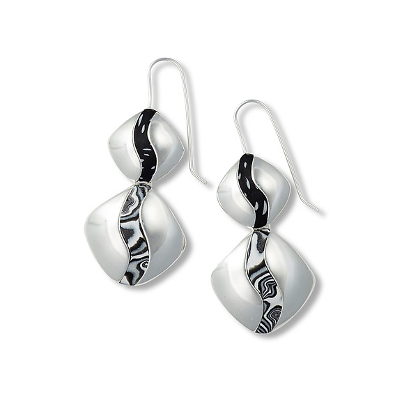 Square Diamond Dangle Earrings by Nancy Marland (Silver & Polymer Clay Earrings) | Artful Home