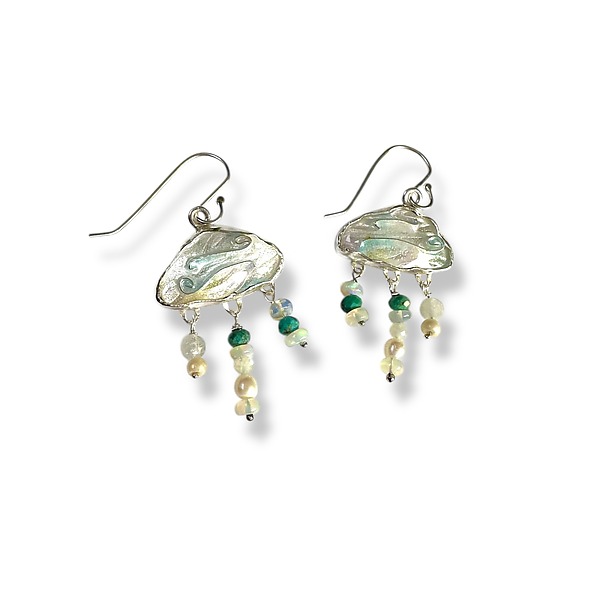 Rain Cloud Earrings by Laura Stamper (Silver, Pearl & Stone Earrings) | Artful Home
