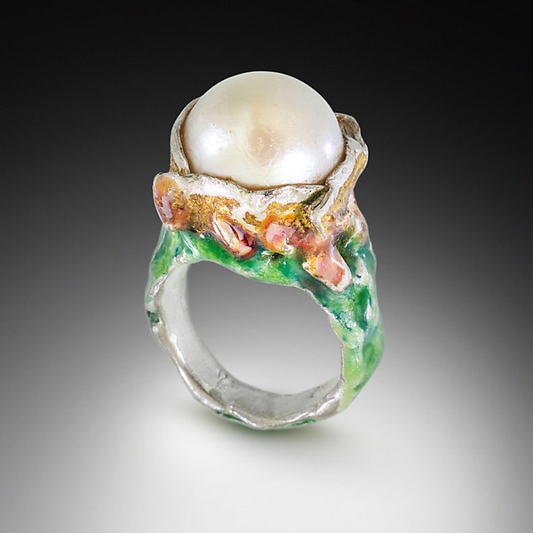 Aphrodite Pearl Statement Ring by Laura Stamper (Gold, Silver & Pearl Ring - Size 7) | Artful Home