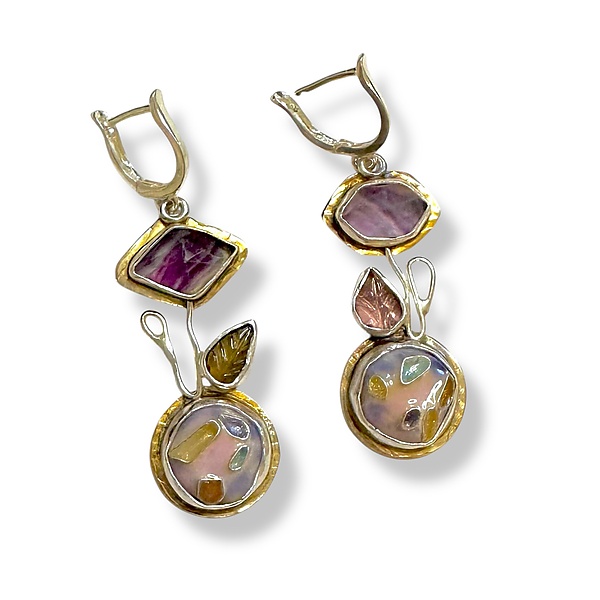 Blooming Flowerpot Earrings by Laura Stamper (Enamel & Stone Earrings)