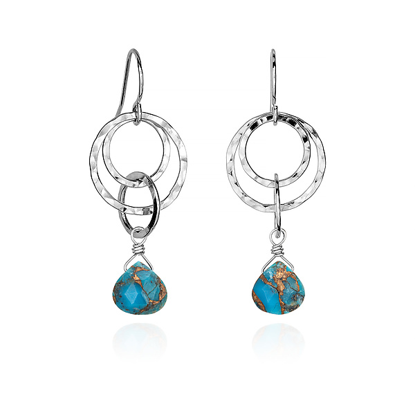 Small MultiHoop Dangle Earrings by Tomomi Hamano (Silver & Stone