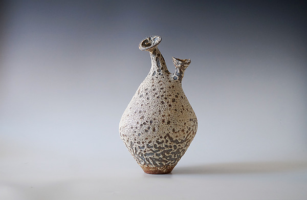 Two Necks Volcanic Lace Glaze Vessel by Natalya Sevastyanova (Ceramic Vase) | Artful Home