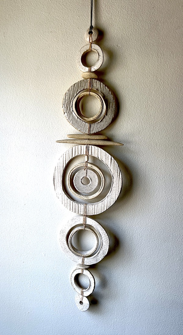 XL White Wall Totem by Katie Bramlage (Ceramic Wall Sculpture) | Artful Home