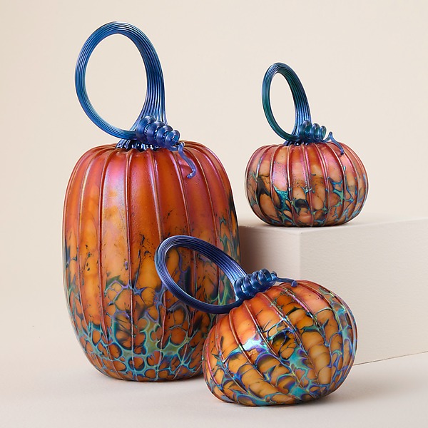 Fresh Harvest Pumpkin Trio by Jack Pine (Art Glass Pumpkins) | Artful Home