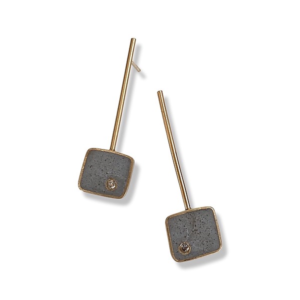 Effortless Square Wire Drop Earrings Gold by Jennifer Lippman Bruno Design (Gold & Stone Earrings) | Artful Home