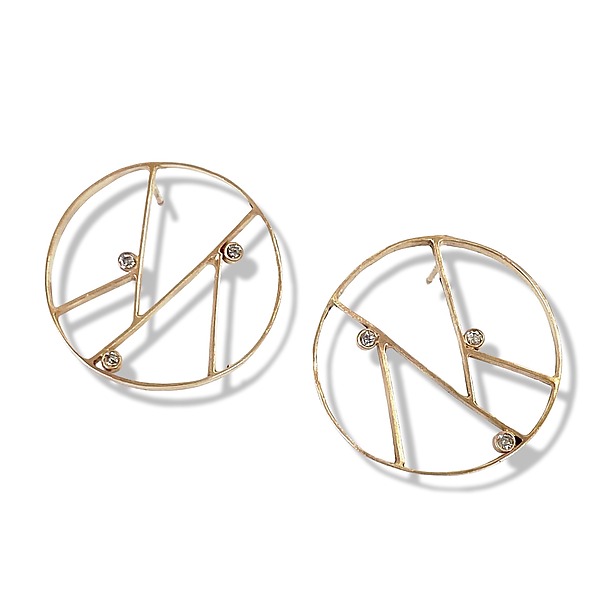 Large Linear Earrings Gold by Jennifer Lippman Bruno Design (Gold & Stone Earrings) | Artful Home