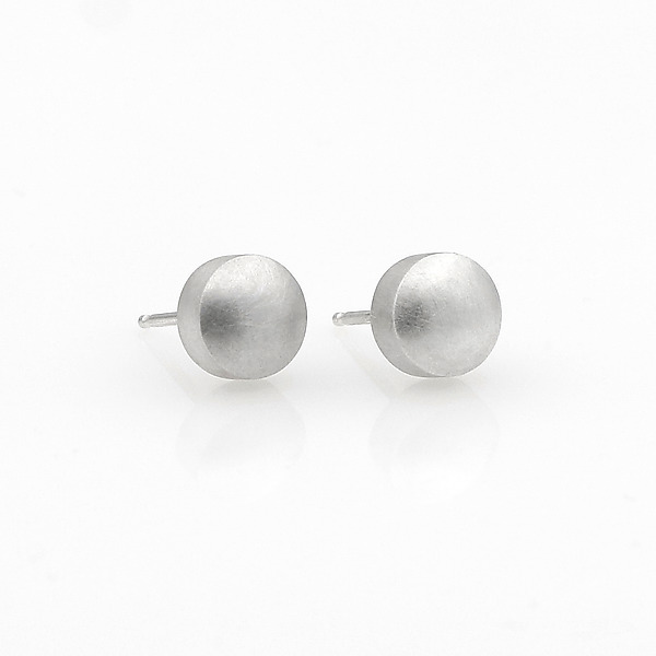 Silver Button Ear Studs by Hughes & Templin (Silver Earrings) | Artful Home