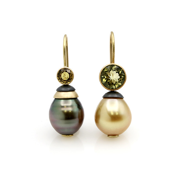 Pearl, Garnet & Quartz Earrings by Hughes & Templin (Gold, Silver & Stone Earrings) | Artful Home