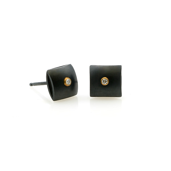 Diamond Cushion Stud Earrings by Hughes & Templin (Gold, Silver & Stone Earrings) | Artful Home