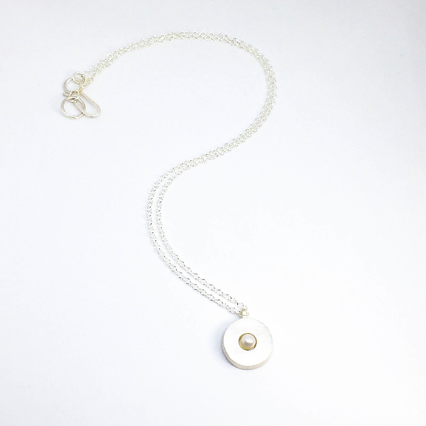 Pearl Disc Necklace by Elisa Bongfeldt (Silver & Pearl Necklace) | Artful Home
