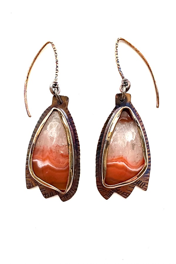 Orange Bands Earrings by Julie Shaw (Gold, Silver & Stone Earrings) | Artful Home