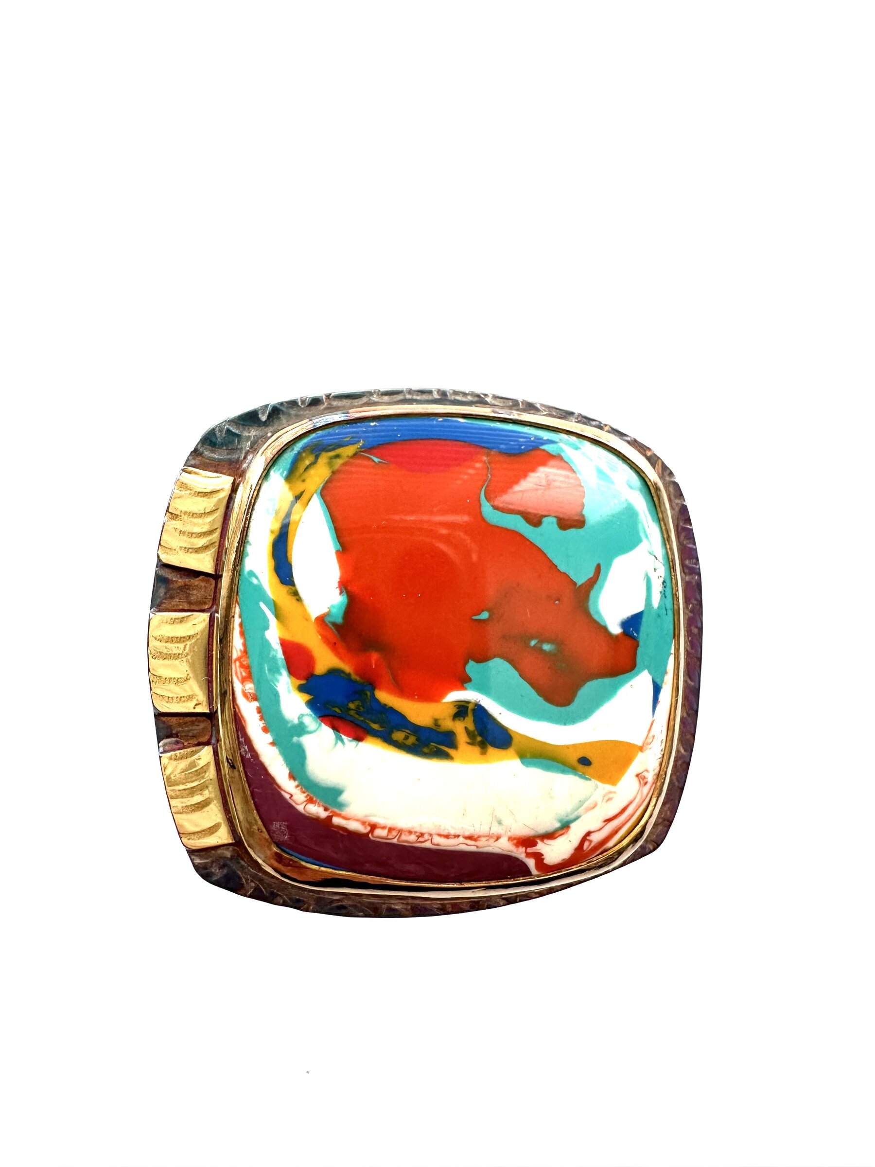 Blue Intersects Red Ring by Julie Shaw (Gold, Silver & Stone Ring