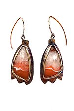 Orange Bands Earrings by Julie Shaw (Gold, Silver & Stone Earrings)