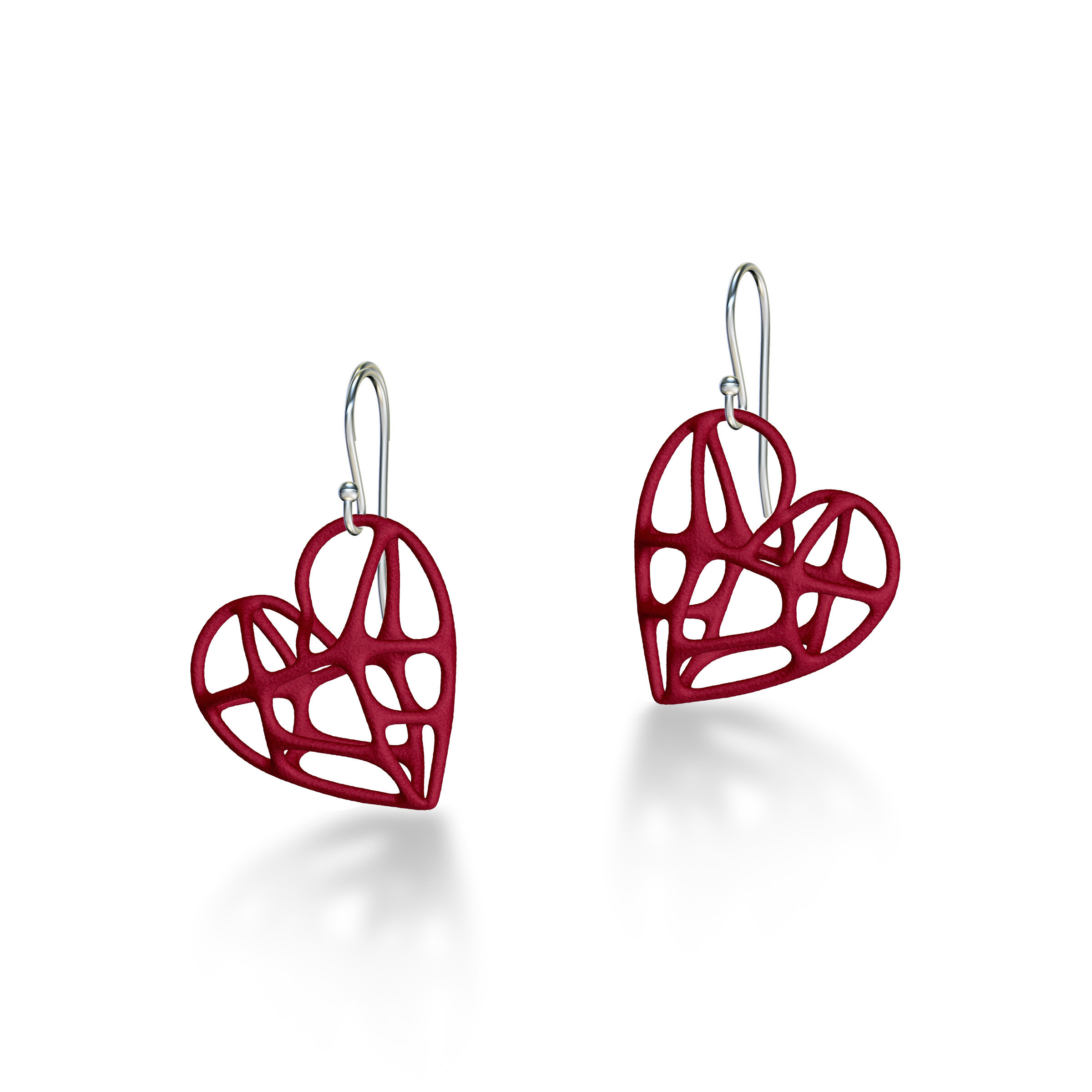 Red heart dangle earrings online