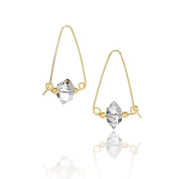 Natural Herkimer Diamond Quartz Drops by Keith Field (Gold & Stone Earrings) | Artful Home