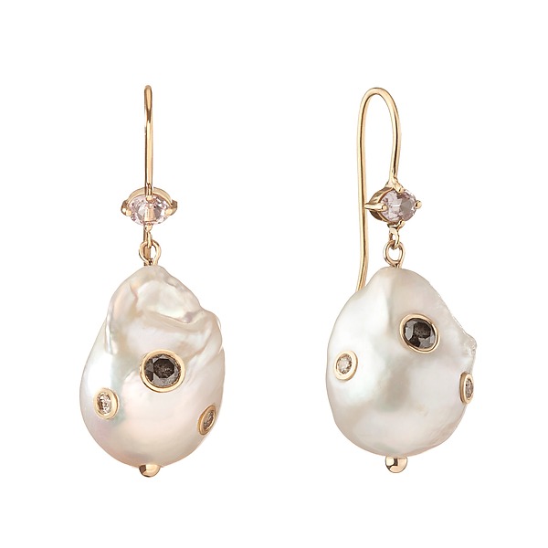 Petal Pearl Jackie Earrings by Hi June Parker (Gold, Pearl & Stone Earrings) | Artful Home