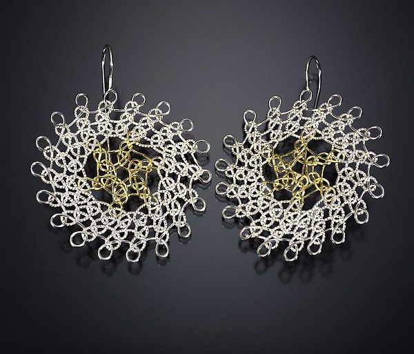 Sunburst Circular Medallion Earrings by Cheri Dunnigan (Gold & Silver Earrings) | Artful Home