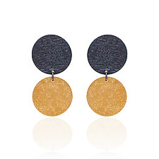 Two Disk Dangle Earrings by Ravit Kaplan (Gold & Silver Earrings)