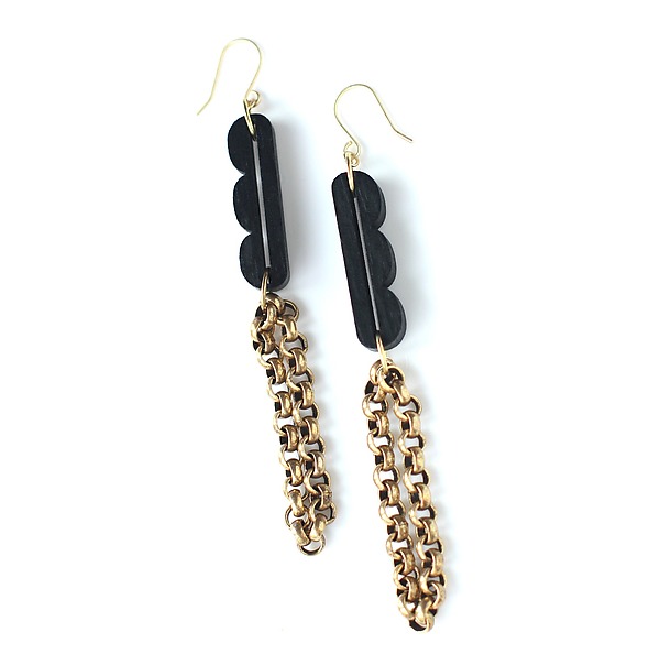 Emi Chain Link Earrings by Julie Crosson (Mixed-Media Earrings) | Artful Home