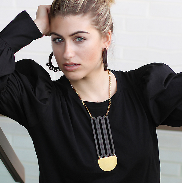 Bask Statement Necklace by Julie Crosson (Wood Necklace) Artful Home