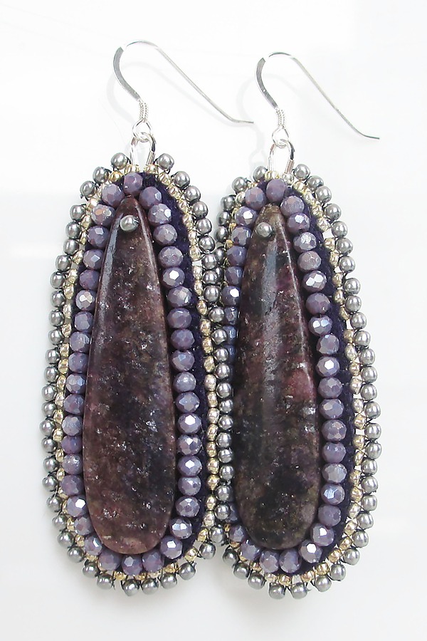 Gemstone Lepidolite Earrings by Bobbie Rafferty (Stone & Bead Earrings) | Artful Home